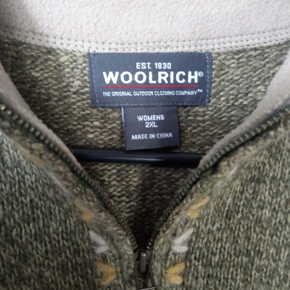 WOOLRICH sweater quarter Zip trim pattern soft wool women's plus XXL - B4 - Picture 2 of 5